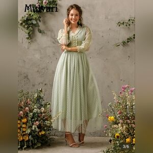 Brandnew Sage Green Tulle & Lace Midi Dress Sz. 12